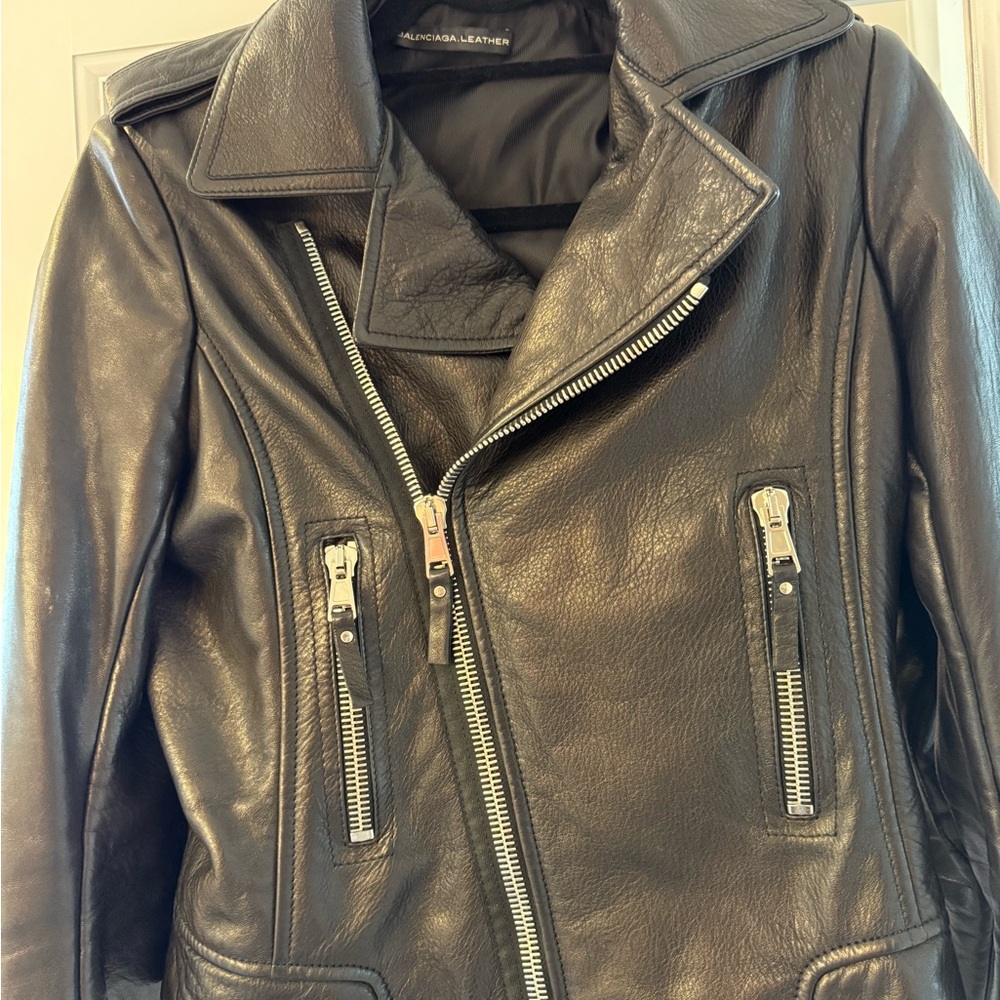Balenciaga Classic Black Leather Moto Jacket